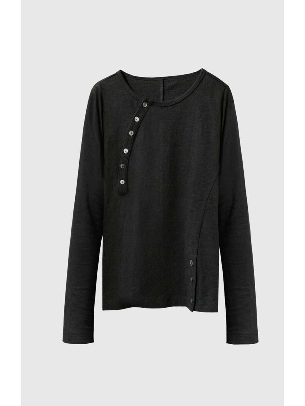 Jun Alyx Black Long Sleeve Asym Henley Top 1